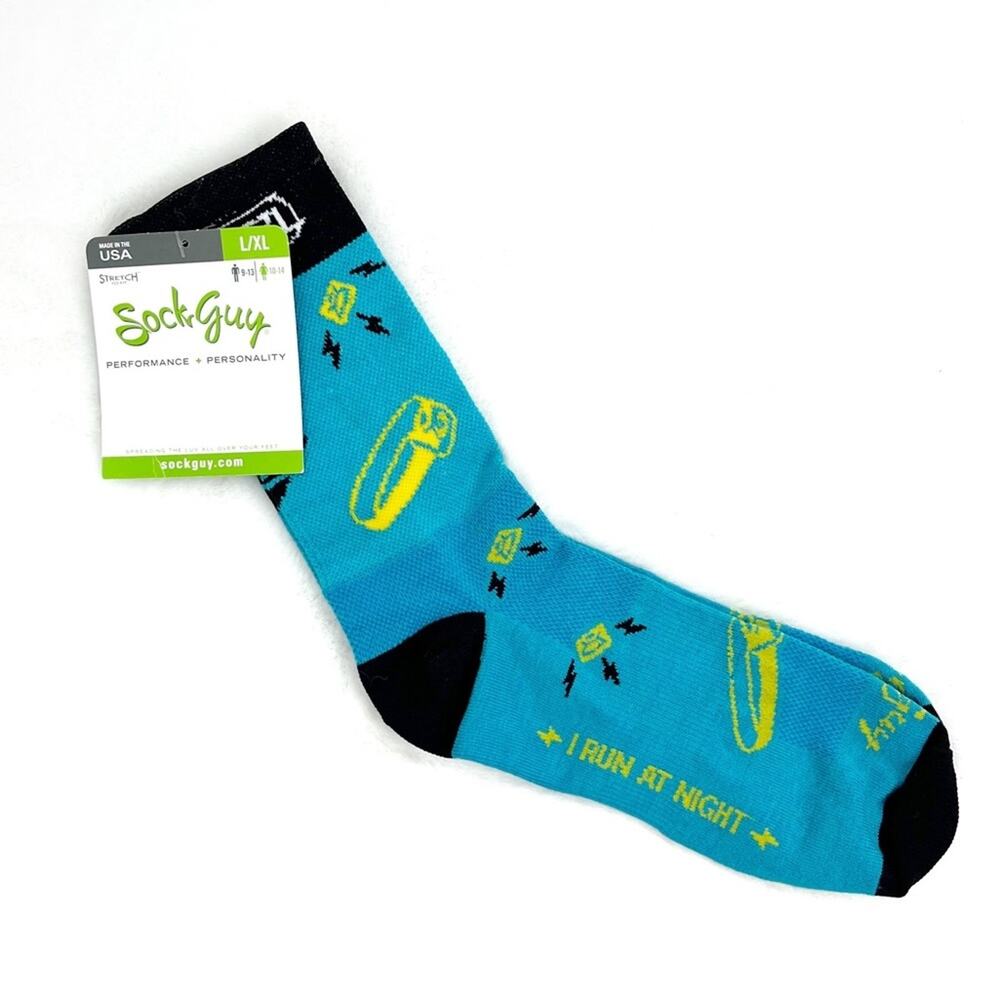Sock Guy Running Socks 'I Run at Night' Cool Comfort Formula NWT